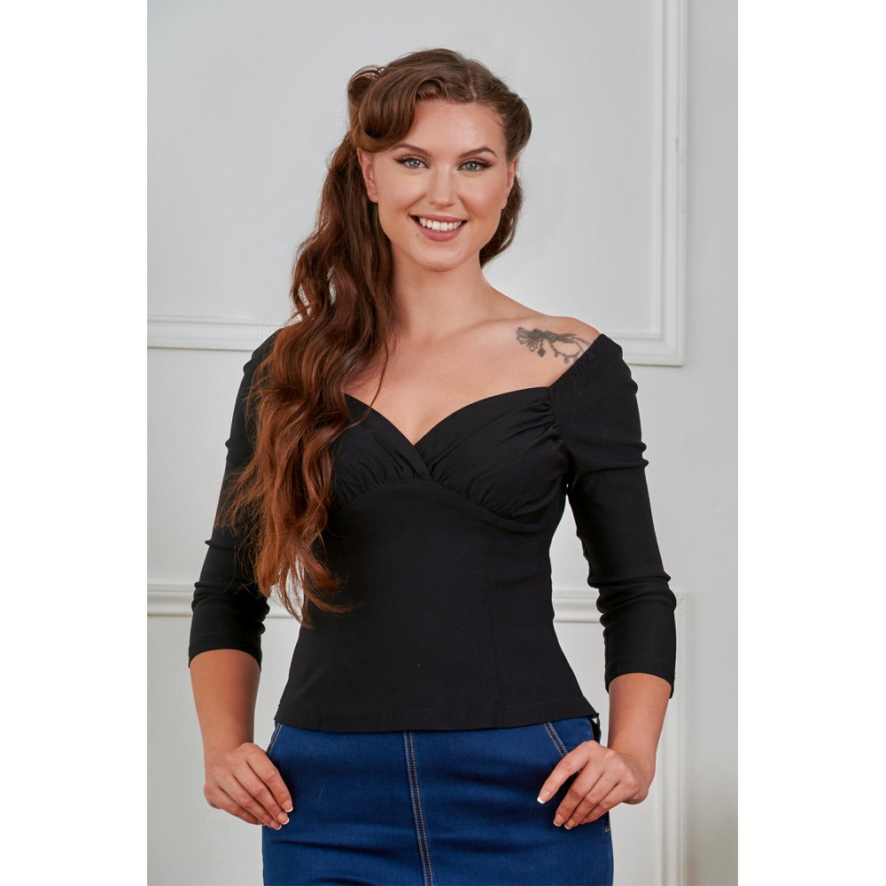 Banned - Dixie Plain Longsleeve top - Zwart